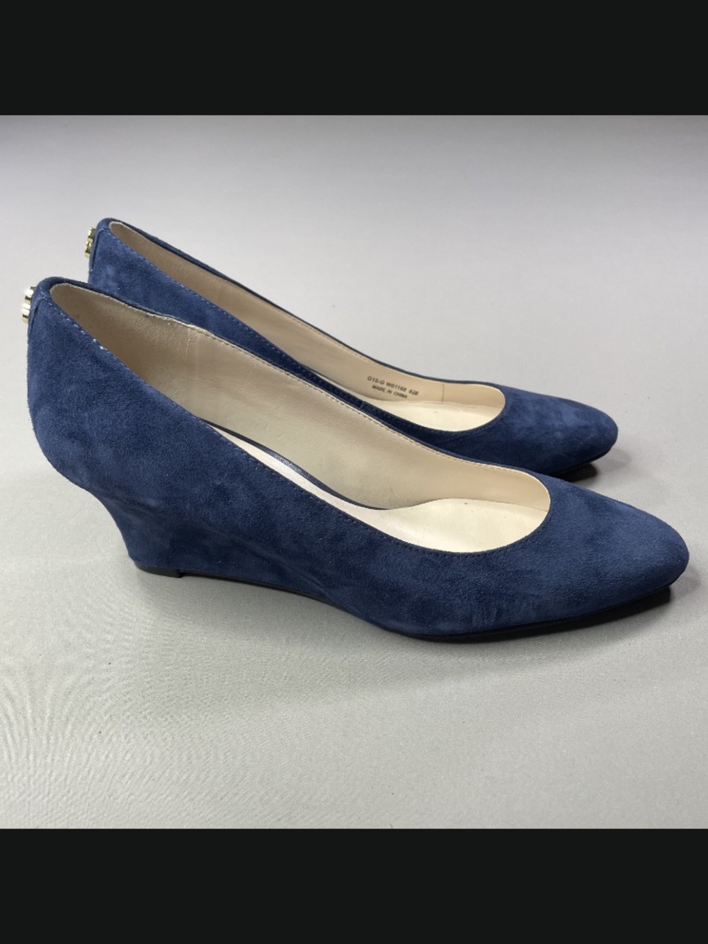 Cole Haan Shoes Womens 6.5 blue suede wedge heels grand os designer cocktail - Picture 2 of 12